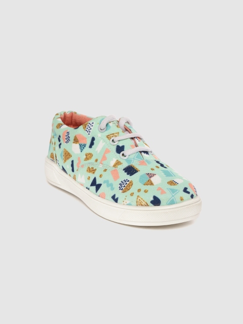 

YK Girls Mint Green & Navy Printed Sneakers