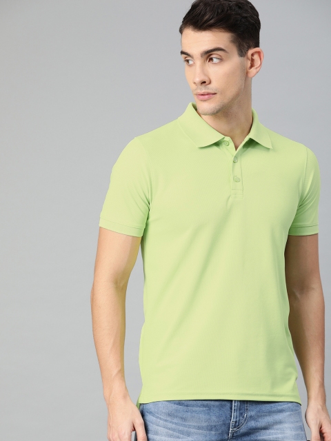

American Crew Men Lime Green Solid Polo Collar T-shirt