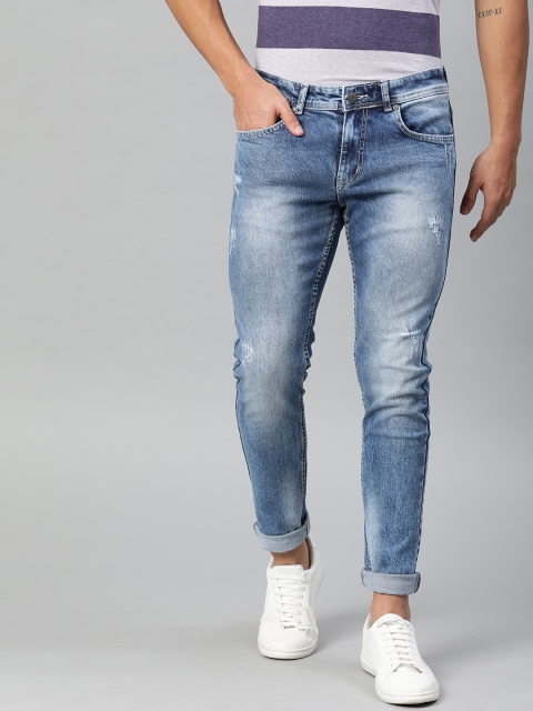 

American Crew Men Blue Slim Fit Mid-Rise Low Distress Stretchable Jeans