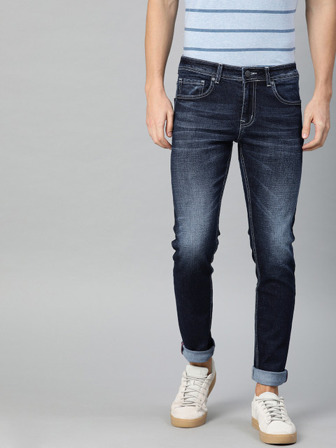

American Crew Men Blue Slim Fit Mid-Rise Clean Look Stretchable Jeans