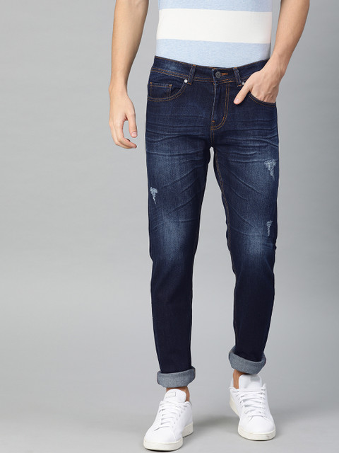 

American Crew Men Blue Slim Fit Mid-Rise Mildly Distressed Stretchable Jeans