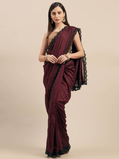 

Mitera Burgundy Woven Design Silk Blend Saree