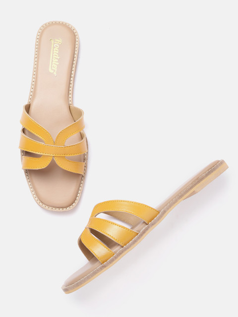 

Roadster Women Mustard Yellow Solid Open Toe Flats