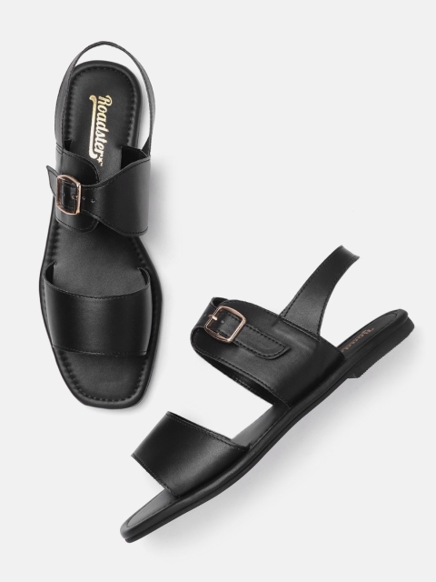 

Roadster Women Black Solid Open Toe Flats