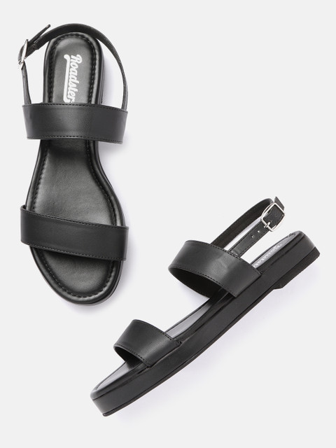 

Roadster Women Black Solid Open Toe Flats