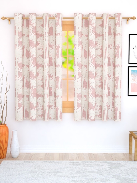 

Story@home Pink & Grey Set of 2 Jacquard Textured Window Curtains
