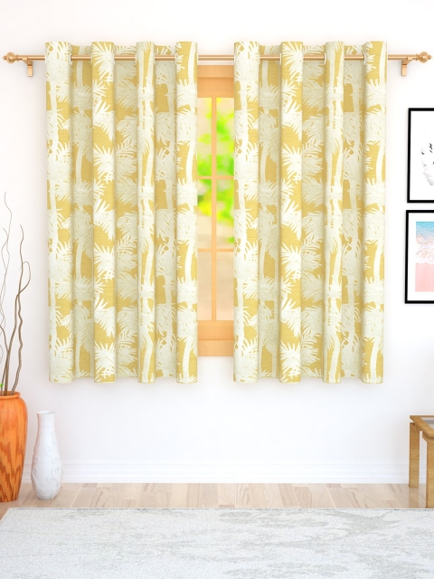 

Story@home Yellow & Grey Set of 2 Jacquard Textured Window Curtains