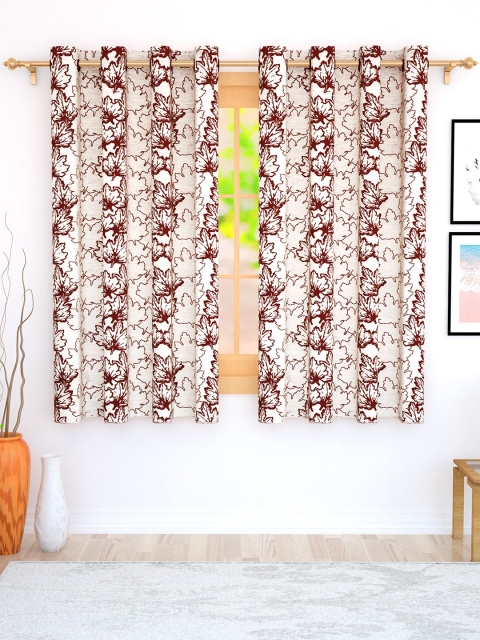 

Story@home Red & Off-White Set of 2 Window Curtains, Maroon