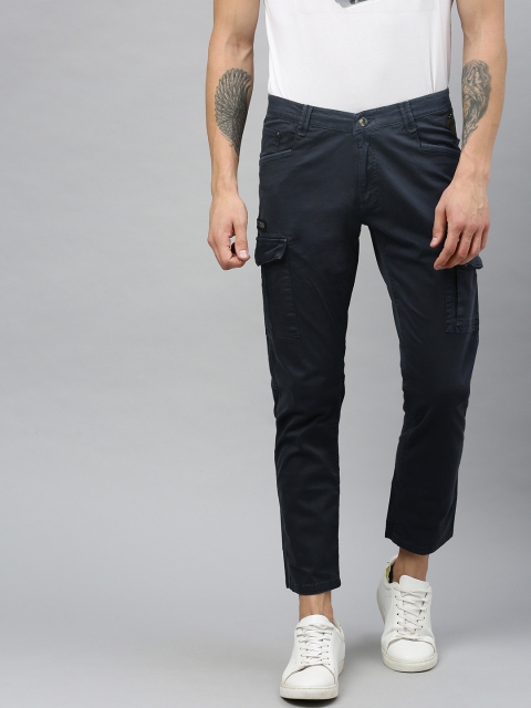 

SPYKAR Men Navy Blue Regular Fit Solid Cargos