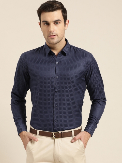 

SOJANYA Men Navy Blue Classic Regular Fit Checked Formal Shirt