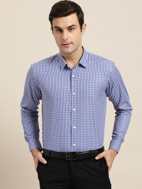 

SOJANYA Men Blue & White Classic Fit Checked Formal Shirt