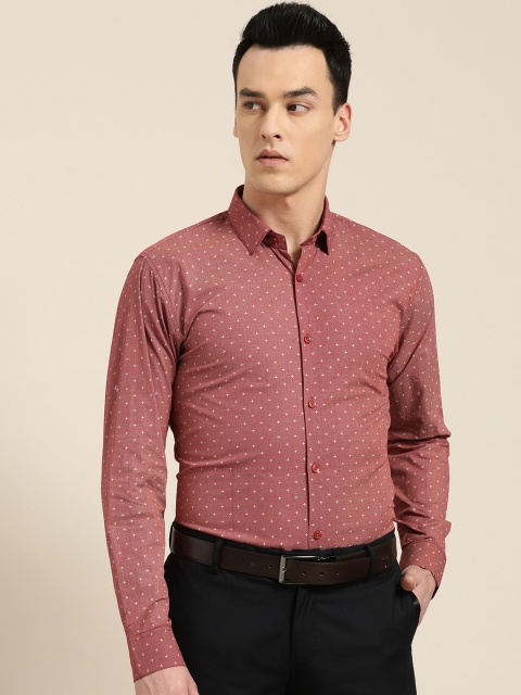 

SOJANYA Men Maroon & Beige Regular Fit Printed Formal Shirt