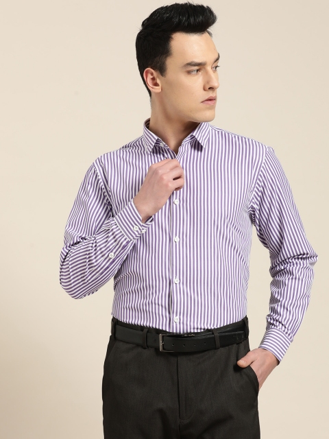 

SOJANYA Men Purple & White Classic Fit Striped Formal Shirt