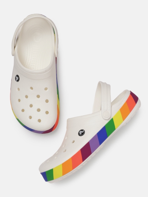 

Crocs Crocband Unisex White Solid Rainbow Block Clogs