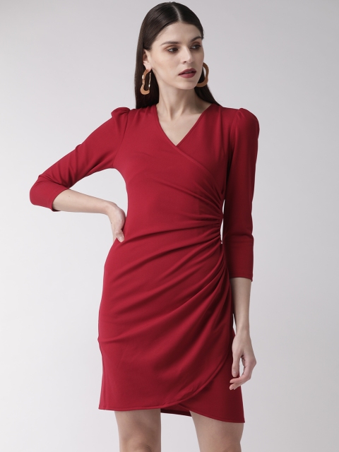 

20Dresses Women Maroon Solid Wrap Dress