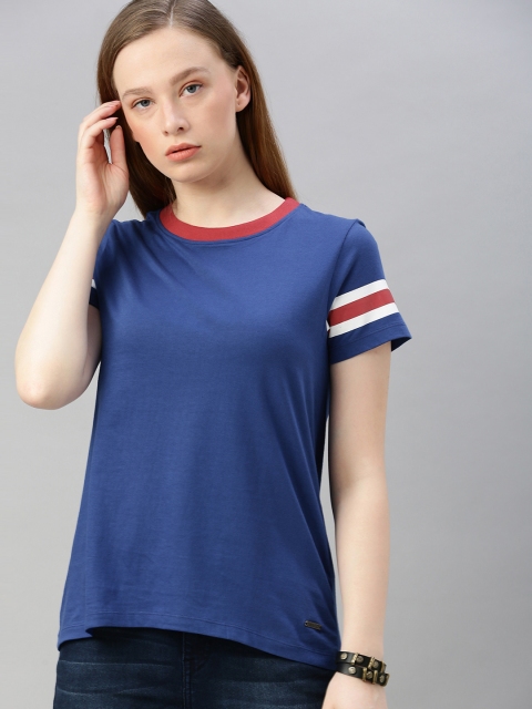 

Roadster Women Blue Solid Round Neck T-shirt