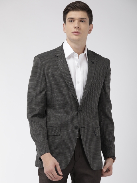 

Raymond Men Black & Beige Self Design Contemporary Fit Formal Blazer