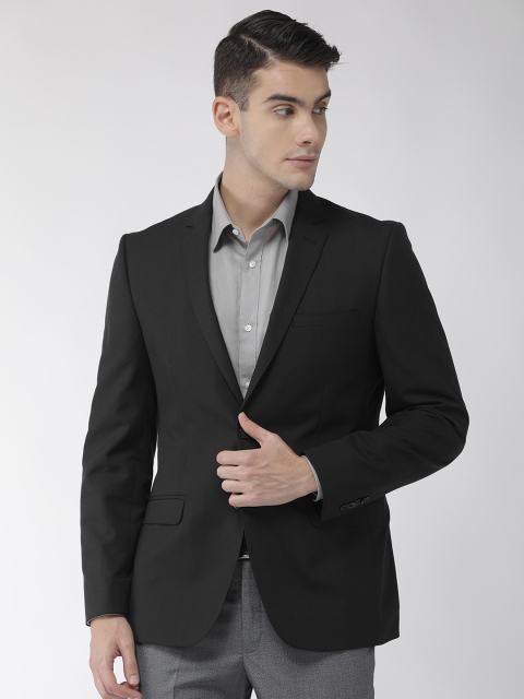 

Park Avenue Men Black Solid Slim Fit Single-Breasted Formal Blazer