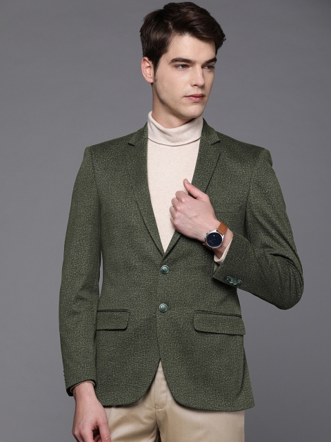 

Raymond Men Green Slim Fit Solid Single-Breasted Formal Blazer