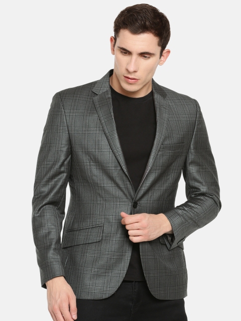 

Parx Men Grey & Black Checked Urban Fit Single-Breasted Casual Blazer