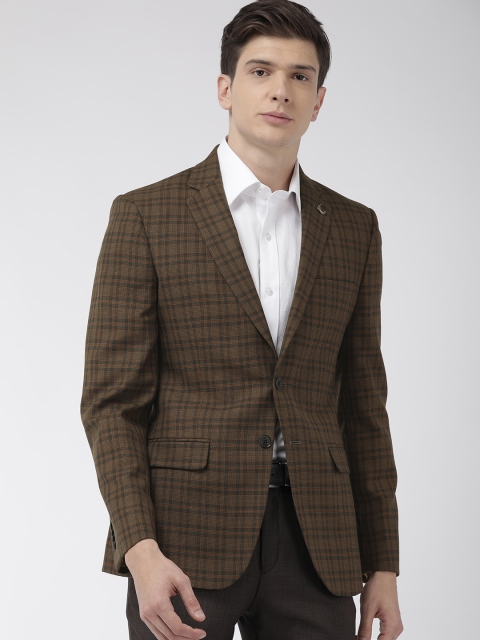 

Raymond Men Brown & Green Contemporary Fit Checked Single-Breasted Formal Blazer