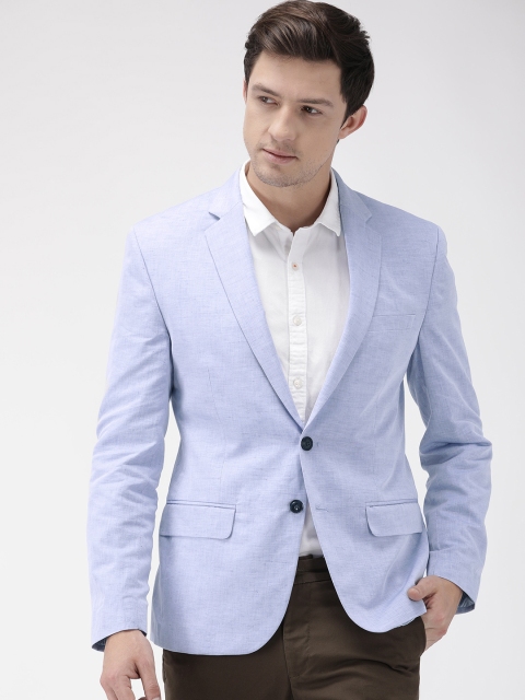 

Park Avenue Men Blue Solid Slim-Fit Single-Breasted Party Blazer