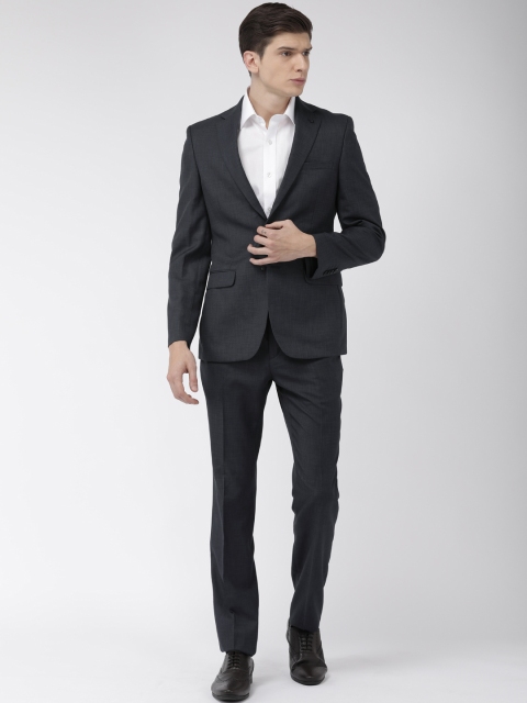 

Raymond Men Self Design Slim Fit Single-Breasted Formal Suit, Navy blue