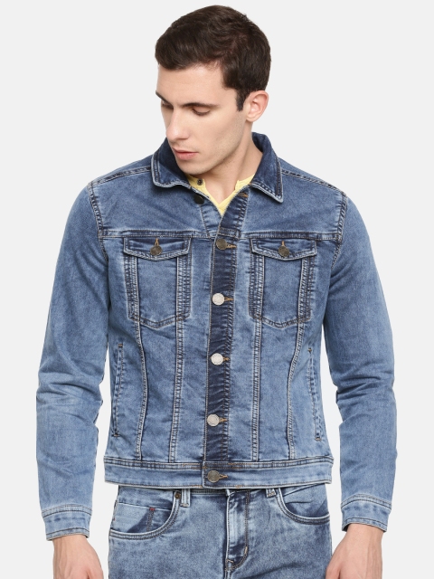 

Parx Men Blue Solid Slim Fit Denim Jacket