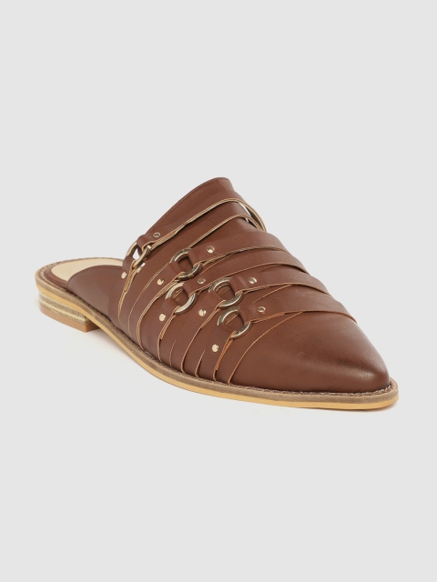 

Roadster Women Coffee Brown Solid Mules with Metallic Detail
