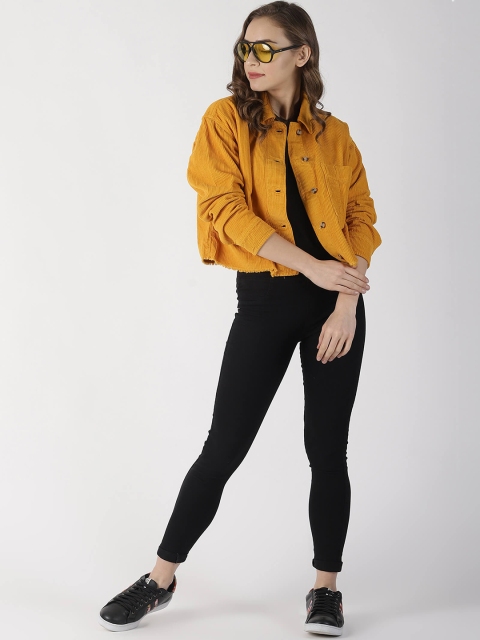 

Blue Saint Women Mustard Yellow Solid Tailored Jacket