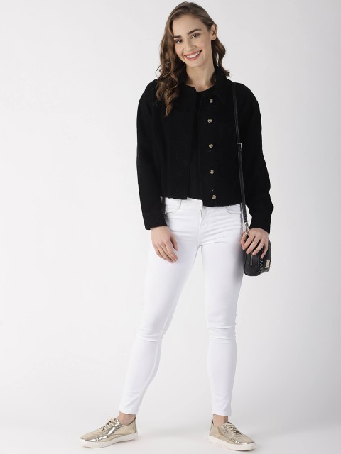 

Blue Saint Women Black Solid Denim Jacket