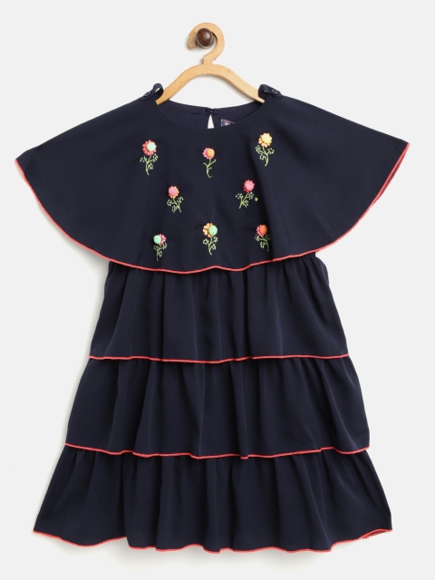 

Nauti Nati Girls Navy Blue Solid Tiered A-Line Dress