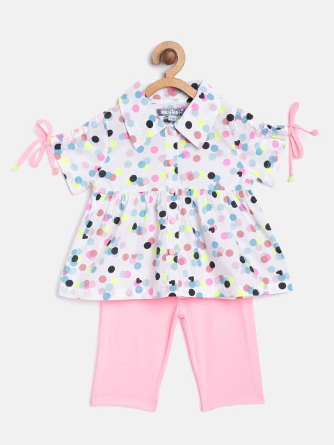 

Nauti Nati Girls White & Pink Printed Shirt with Pyjamas