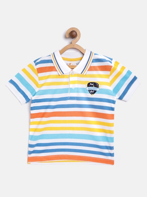 

Nauti Nati Boys Blue & Yellow Striped Polo Collar T-shirt