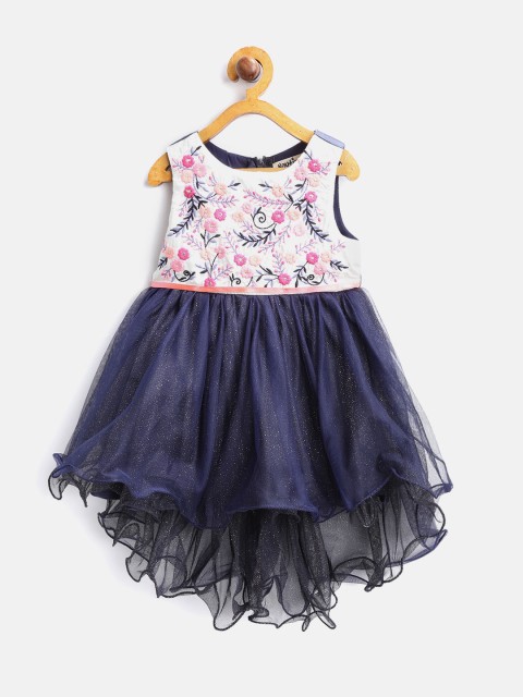 

Nauti Nati Girls Navy Blue Embroidered Fit and Flare Dress