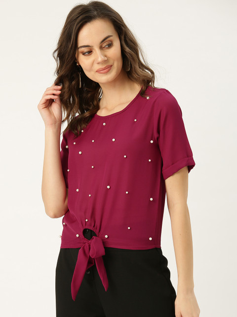 

Chinyere Women Burgundy Embellished Top