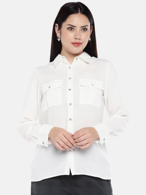 

The Label Life Women White Regular Fit Solid Formal Shirt