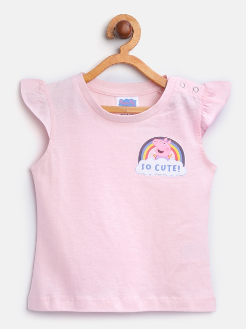

toothless Girls Pink Peppa Pig Solid Pure Cotton Top