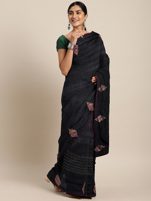 

Triveni Black Printed Poly Silk Saree