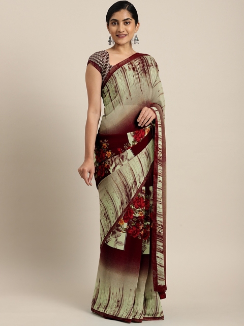 

Triveni Brown Printed Poly Georgette Saree