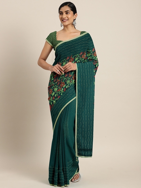 

Triveni Green Printed Pure Georgette Saree