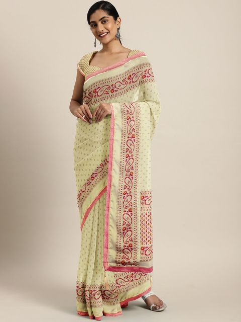 

Triveni Beige Printed Poly Chiffon Saree