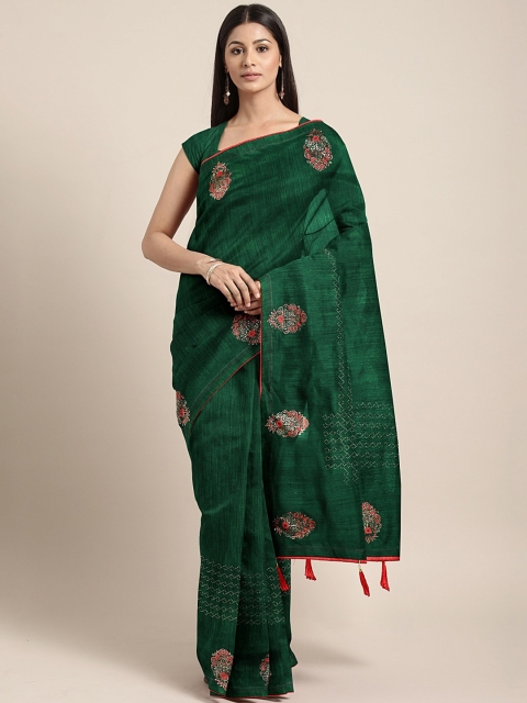 

Triveni Green Poly Silk Printed Saree With Printed Detail