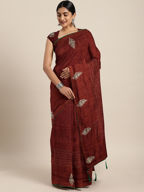 

Triveni Brown Printed Poly Silk Saree