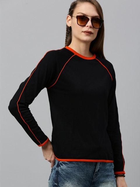 

Roadster Women Black Solid Round Neck Pure Cotton T-shirt