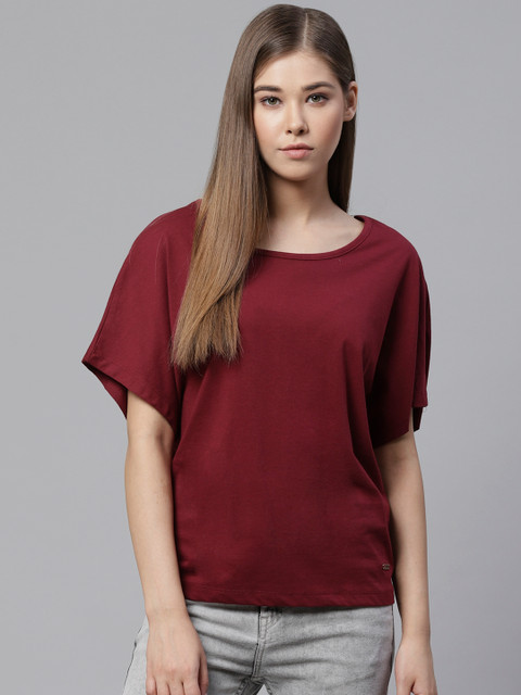 

Roadster Women Burgundy Solid Styled Back Top