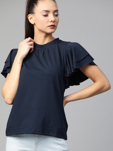 

Roadster Women Navy Blue Solid Top