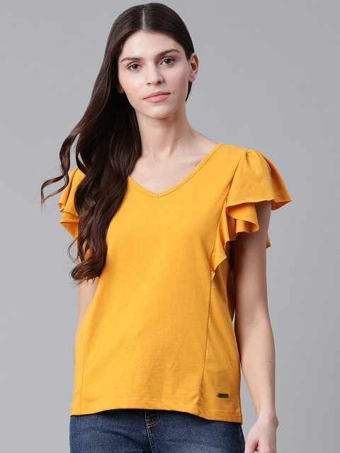 

Roadster Women Mustard Yellow Solid Top