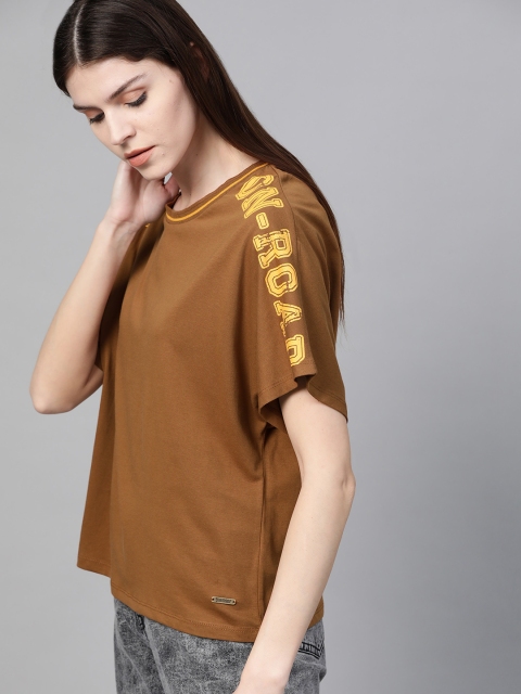 

Roadster Women Brown Printed Detail Round Neck T-shirt