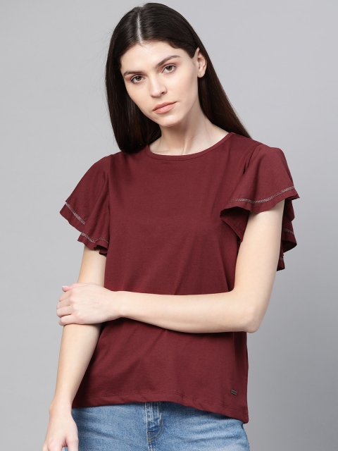 

Roadster Women Burgundy Solid Top